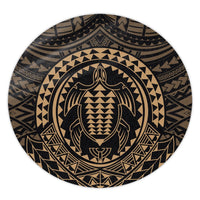 Hawaiian Kakau Honu Arc Polynesian Gold Round Carpet - AH Round Carpet Luxurious Plush - Polynesian Pride