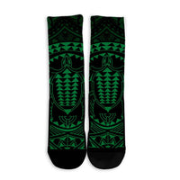 Hawaiian Kakau Honu Arc Polynesian Green Crew Socks - AH - Polynesian Pride