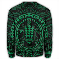 Hawaiian Kakau Honu Arc Polynesian Green Sweatshirt - AH - Polynesian Pride