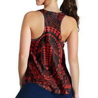 Hawaiian Kakau Honu Arc Polynesian Red Racerback Tank - AH - Polynesian Pride