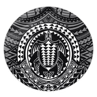 Hawaiian Kakau Honu Arc Polynesian White Round Carpet - AH Round Carpet Luxurious Plush - Polynesian Pride