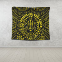 Hawaiian Kakau Honu Arc Polynesian Yellow Tapestry - AH - Polynesian Pride