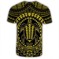 Hawaiian Kakau Honu Arc Polynesian Yellow T Shirt - Polynesian Pride