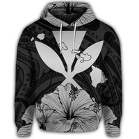 Hawaiian Kanaka Hoodie Hibiscus Polynesian Love Gray - Polynesian Pride
