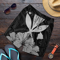 Hawaiian Kanaka Men's Shorts Hibiscus Polynesian Love - Gray - AH Art - Polynesian Pride