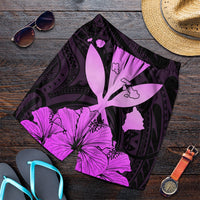 Hawaiian Kanaka Men's Shorts Hibiscus Polynesian Love - Pink - AH Art - Polynesian Pride