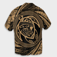 Hawaiian Kanaka Honu Hibiscus Tornando Polynesian Gold Hawaiian Shirt - AH - Polynesian Pride