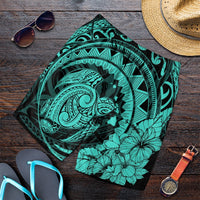 Hawaiian Kanaka Honu Map Hibiscus Globular Polynesian Turquoise Men's Shorts - AH Art - Polynesian Pride