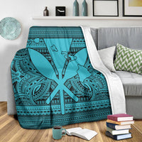 Hawaiian Kanaka Polynesian Tribal Premium Blankets Reggae Color Blue AH - Polynesian Pride
