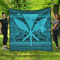 Hawaiian Kanaka Polynesian Tribal Premium Quilts Reggae Color Blue AH Black - Polynesian Pride