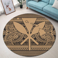 Hawaiian Kanaka Polynesian Tribal Round Carpet Reggae Color Gold AH - Polynesian Pride