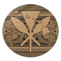 Hawaiian Kanaka Polynesian Tribal Round Carpet Reggae Color Gold AH Round Carpet Luxurious Plush - Polynesian Pride