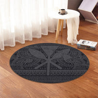 Hawaiian Kanaka Polynesian Tribal Round Carpet Reggae Color Gray AH - Polynesian Pride