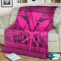 Hawaiian Kanaka Polynesian Tribal Premium Blankets Reggae Color Pink AH - Polynesian Pride