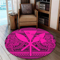 Hawaiian Kanaka Polynesian Tribal Round Carpet Reggae Color Pink AH - Polynesian Pride