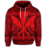 Hawaiian Kanaka Polynesian Hoodie Tribal Reggae Color Red - Polynesian Pride