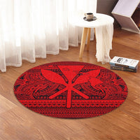 Hawaiian Kanaka Polynesian Tribal Round Carpet Reggae Color Red AH - Polynesian Pride
