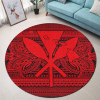 Hawaiian Kanaka Polynesian Tribal Round Carpet Reggae Color Red AH - Polynesian Pride