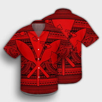 Hawaiian Kanaka Polynesian Tribal Hawaiian Shirt Reggae Color Red AH - Polynesian Pride