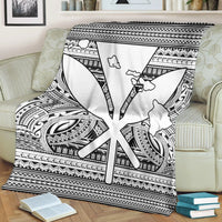 Hawaiian Kanaka Polynesian Tribal Premium Blankets Reggae Color White AH - Polynesian Pride