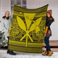 Hawaiian Kanaka Polynesian Tribal Premium Blankets Reggae Color Yellow AH - Polynesian Pride