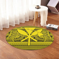 Hawaiian Kanaka Polynesian Tribal Round Carpet Reggae Color Yellow AH - Polynesian Pride