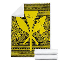 Hawaiian Kanaka Polynesian Tribal Premium Blankets Reggae Color Yellow AH - Polynesian Pride