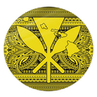 Hawaiian Kanaka Polynesian Tribal Round Carpet Reggae Color Yellow AH Round Carpet Luxurious Plush - Polynesian Pride