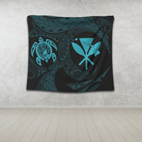 Hawaiian Kanaka Turtle Polynesian Tapestry Blue AH - Polynesian Pride