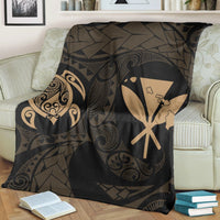 Hawaiian Kanaka Turtle Polynesian Premium Blankets Gold AH - Polynesian Pride