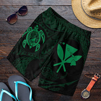 Hawaiian Kanaka Turtle Polynesian Men's Shorts Green AH Art - Polynesian Pride
