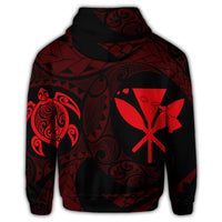 Hawaiian Kanaka Turtle Polynesian Zip Hoodie Red - Polynesian Pride
