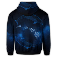 Hawaiian Map Galaxy Zodiac Dolphin Polynesian Zip Hoodie - Polynesian Pride