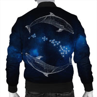 Hawaiian Map Galaxy Zodiac Dolphin White Polynesian Bomber Jacket - AH - Polynesian Pride