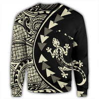 Hawaiian Map Gecko Tattoo Kakau Polynesian Sweatshirt Beige AH - Polynesian Pride