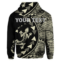 Custom Hawaiian Map Gecko Tattoo Kakau Polynesian Hoodie Beige - Polynesian Pride