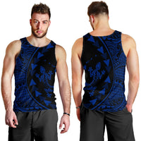 Hawaiian Map Gecko Tattoo Kakau Polynesian Tank Top Blue AH - Polynesian Pride