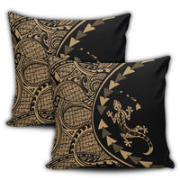 Hawaiian Map Gecko Tattoo Kakau Polynesian Pillow Covers Gold AH - Polynesian Pride