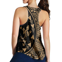 Hawaiian Map Gecko Tattoo Kakau Polynesian Racerback Tank Gold AH - Polynesian Pride