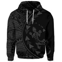 Custom Hawaiian Map Gecko Tattoo Kakau Polynesian Hoodie Gray - Polynesian Pride