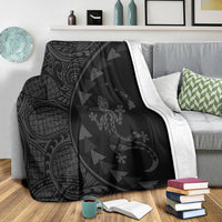 Hawaiian Map Gecko Tattoo Kakau Polynesian Premium Blankets Gray AH - Polynesian Pride