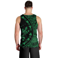 Hawaiian Map Gecko Tattoo Kakau Polynesian Tank Top Green AH - Polynesian Pride