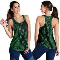 Hawaiian Map Gecko Tattoo Kakau Polynesian Racerback Tank Green AH Black - Polynesian Pride