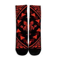 Hawaiian Map Gecko Tattoo Kakau Polynesian Crew Socks Orange AH - Polynesian Pride