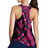 Hawaiian Map Gecko Tattoo Kakau Polynesian Racerback Tank Pink AH - Polynesian Pride