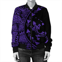 Hawaiian Map Gecko Tattoo Kakau Polynesian Bomber Jacket Purple AH - Polynesian Pride