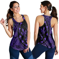 Hawaiian Map Gecko Tattoo Kakau Polynesian Racerback Tank Purple AH Black - Polynesian Pride
