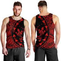 Hawaiian Map Gecko Tattoo Kakau Polynesian Tank Top Red AH - Polynesian Pride