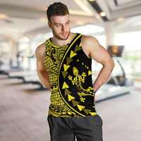 Hawaiian Map Gecko Tattoo Kakau Polynesian Tank Top Yellow AH - Polynesian Pride