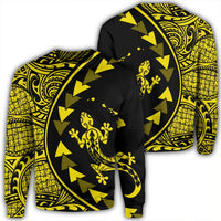 Hawaiian Map Gecko Tattoo Kakau Polynesian Sweatshirt Yellow AH Unisex Black - Polynesian Pride